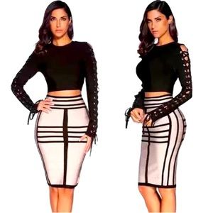 Two piece skirt and shirt set. Size M and size Large brand new